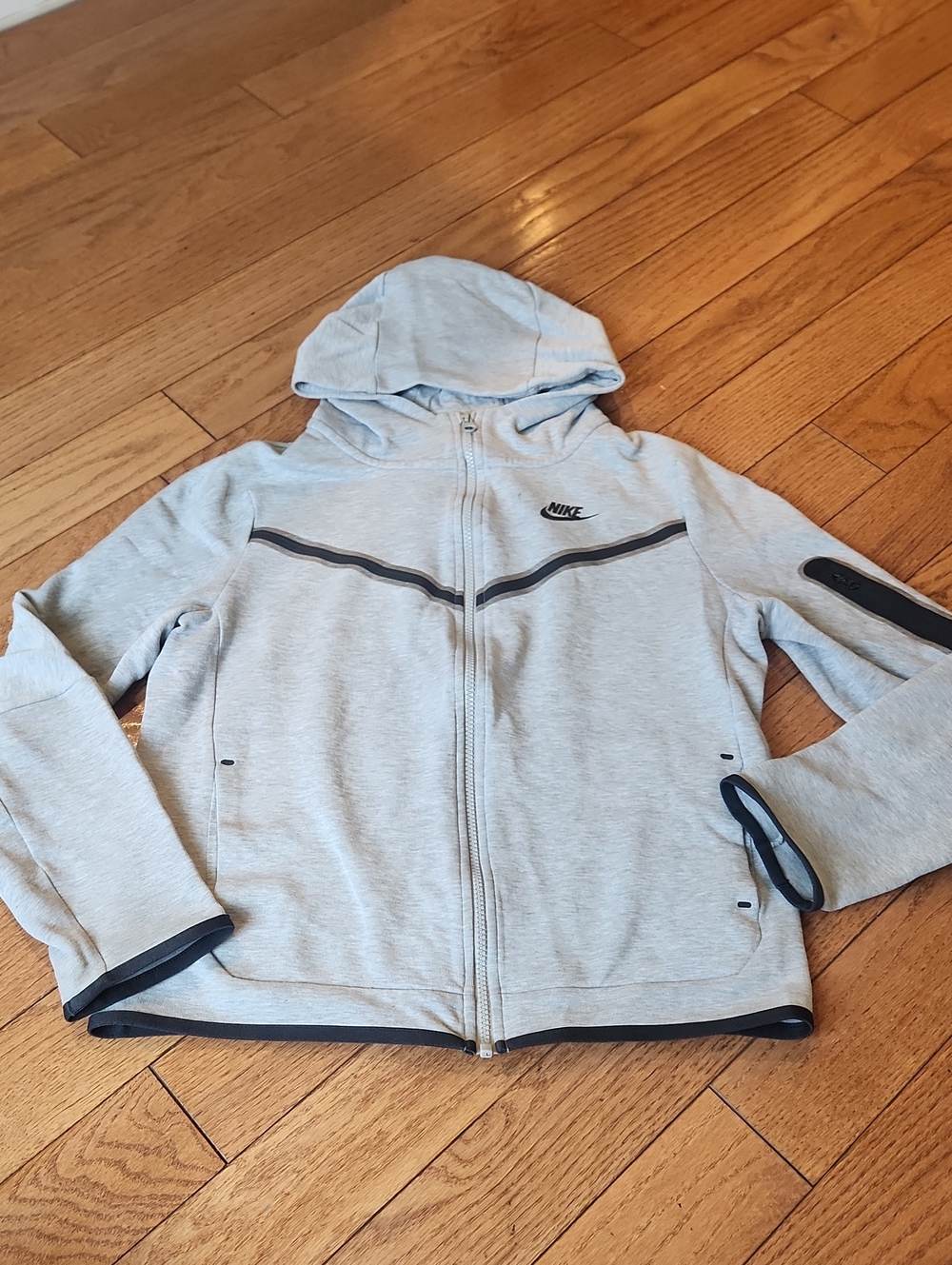 Nike Light Gray Zip Hoodie with Hood, XL 18
